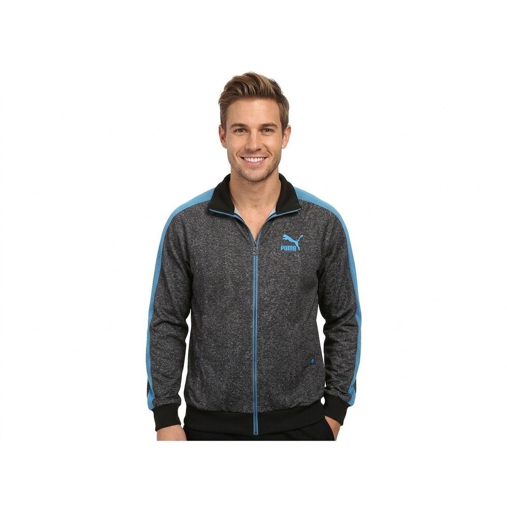 Puma Mens Track Jacket XL Charcoal Heather Grey Blue Full Zip Y2K 2011 559321